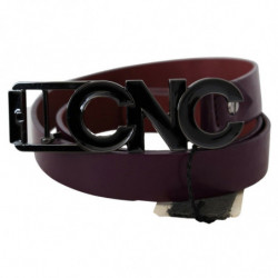 Cintura fibbia lettera grande logo pelle marrone - 85 CM / 34 INCHES