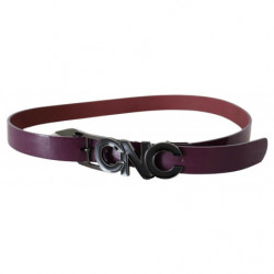 Cintura fibbia lettera grande logo pelle marrone - 85 CM / 34 INCHES