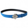 Cintura vita fibbia logo quadrato argento pelle blu - 85 CM / 34 IN