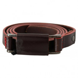 Cintura pelle marrone doppia fibbia argento rustico - 85 CM / 34 IN