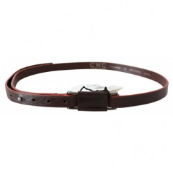 Cintura pelle marrone doppia fibbia argento rustico - 85 CM / 34 IN