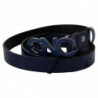 Cintura skinny alla moda con logo in pelle blu - 85 CM / 34 INCHES