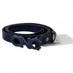 Cintura skinny alla moda con logo in pelle blu - 85 CM / 34 INCHES