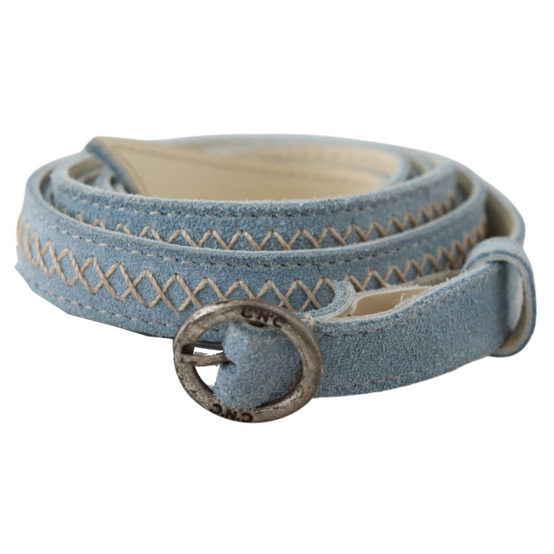 Cintura in vita alla moda in pelle sottile blu - L