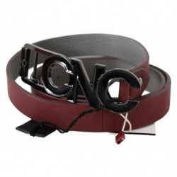 Cintura alla moda logo pelle marrone rossiccio - 100 CM / 40 INCHES