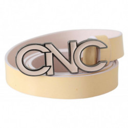 Cintura in pelle beige con...