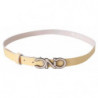 Cintura in pelle beige con logo con lettera rosa - 85 CM / 34 INCHES
