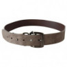 Cintura fibbia quadrata metallizzata pelle marrone scuro - 85 CM /