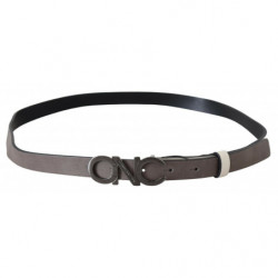 Cintura fibbia logo lettera pelle bianca nera - 90 CM / 36 INCHES