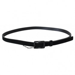 Vita con fibbia quadrata in velluto di pelle nera - 100 CM / 40 INCHES