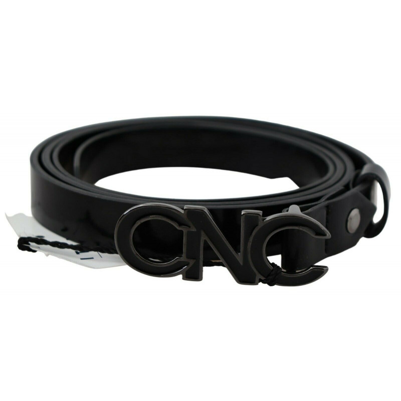 Cintura vita fibbia logo metallo pelle nera - 85 CM / 34 INCHES