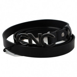 Cintura vita fibbia logo metallo pelle nera - 85 CM / 34 INCHES
