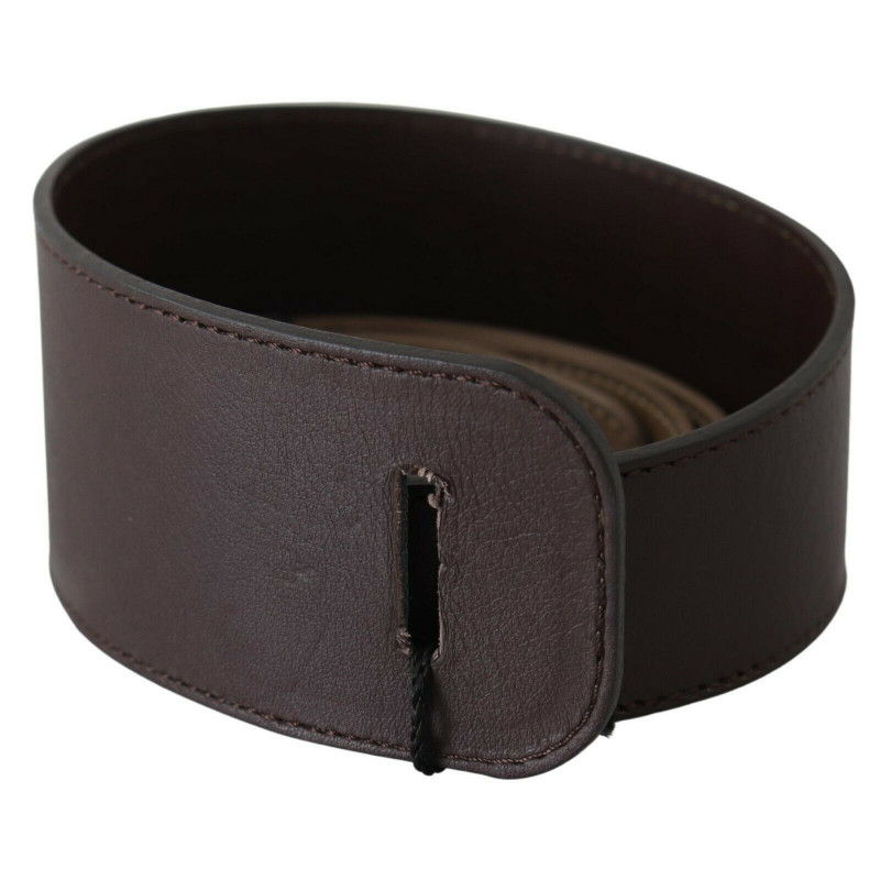 Cintura larga vita logo vera pelle marrone - 70 CM / 28 INCHES