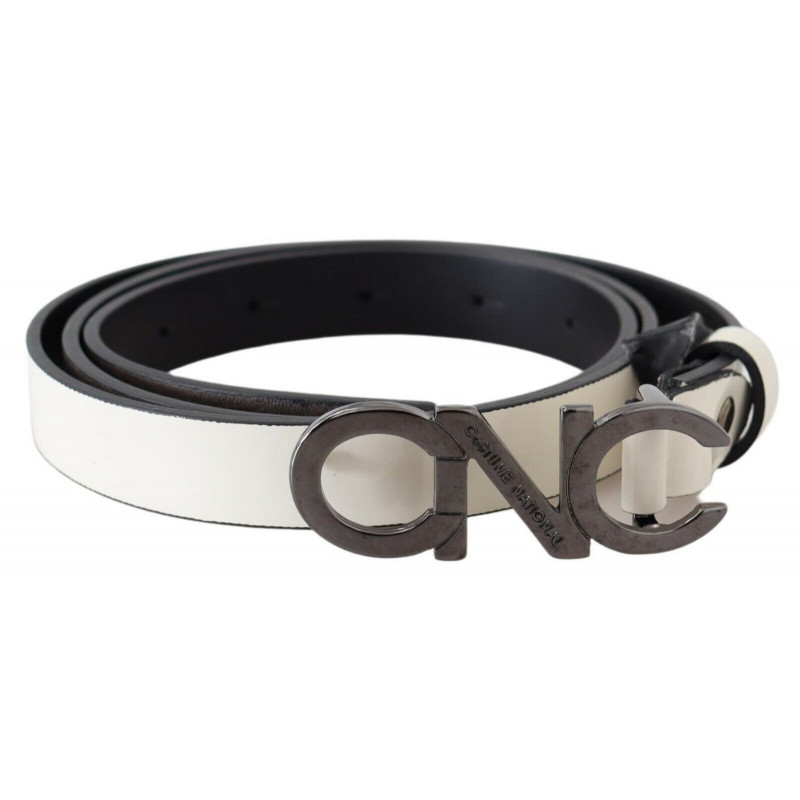 Cintura Cintura logo pelle grigio metallizzato - 85 CM / 34 INCHES