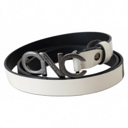 Cintura Cintura logo pelle grigio metallizzato - 85 CM / 34 INCHES