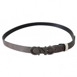 Cintura Cintura logo pelle grigio metallizzato - 85 CM / 34 INCHES
