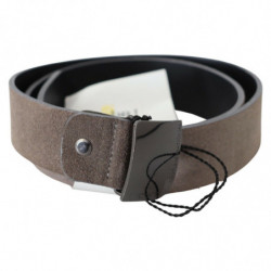Cintura fibbia logo quadrato pelle marrone - 85 CM / 34 INCHES