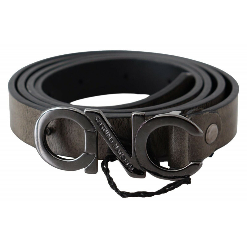 Cintura fibbia logo lettera pelle marrone scuro - 100 CM / 40 INCHES
