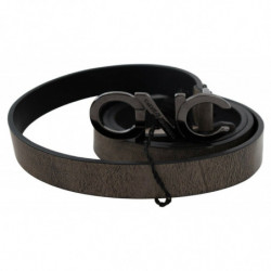 Cintura fibbia logo lettera pelle marrone scuro - 100 CM / 40 INCHES