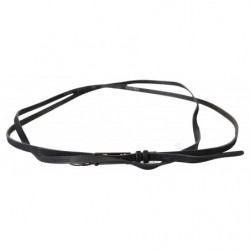 Cintura con fibbia con logo skinny in pelle nera - 100 CM / 40 INCHES