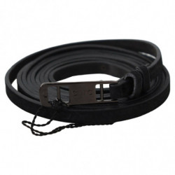 Cintura con fibbia con logo skinny in pelle nera - 100 CM / 40 INCHES
