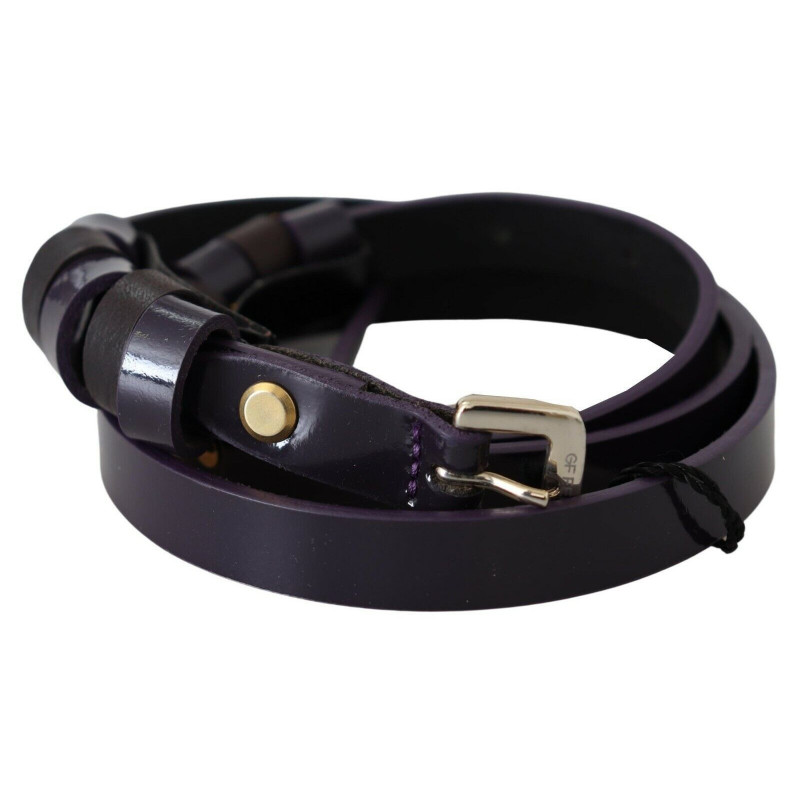 Cintura sottile da donna vita fibbia logo argento - 85 CM / 34 INCHES