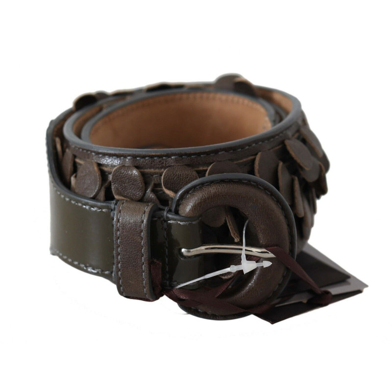 Cintura vita fibbia rotonda pelle marrone scuro - 90 CM / 36 INCHES