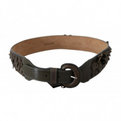 Cintura vita fibbia rotonda pelle marrone scuro - 90 CM / 36 INCHES