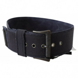 Cintura fibbia rustica quadrata ampia blu navy nera - 70 CM / 28 IN