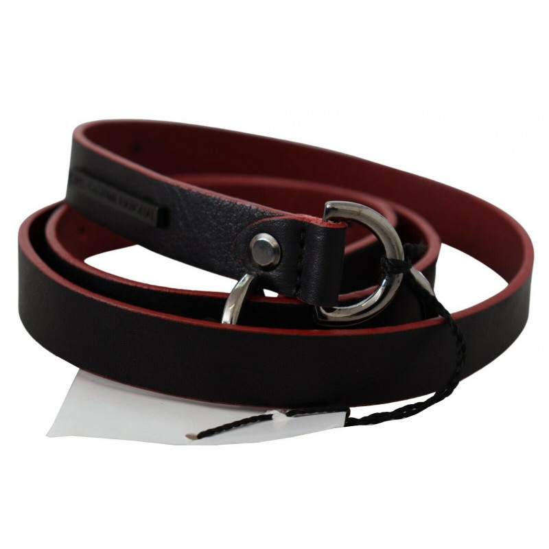 Cintura con logo in pelle skinny rossa nera - 85 CM / 34 INCHES