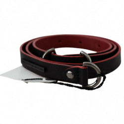 Cintura con logo in pelle skinny rossa nera - 85 CM / 34 INCHES