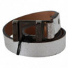 Cintura in pelle marrone argento metallizzato - 85 CM / 34 INCHES
