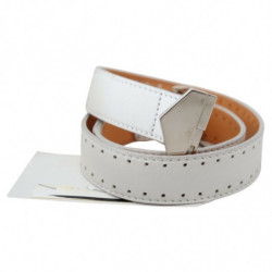 Cintura vita fibbia logo esagonale pelle bianca - 85 CM / 34 INCHES