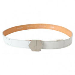 Cintura vita fibbia logo esagonale pelle bianca - 85 CM / 34 INCHES