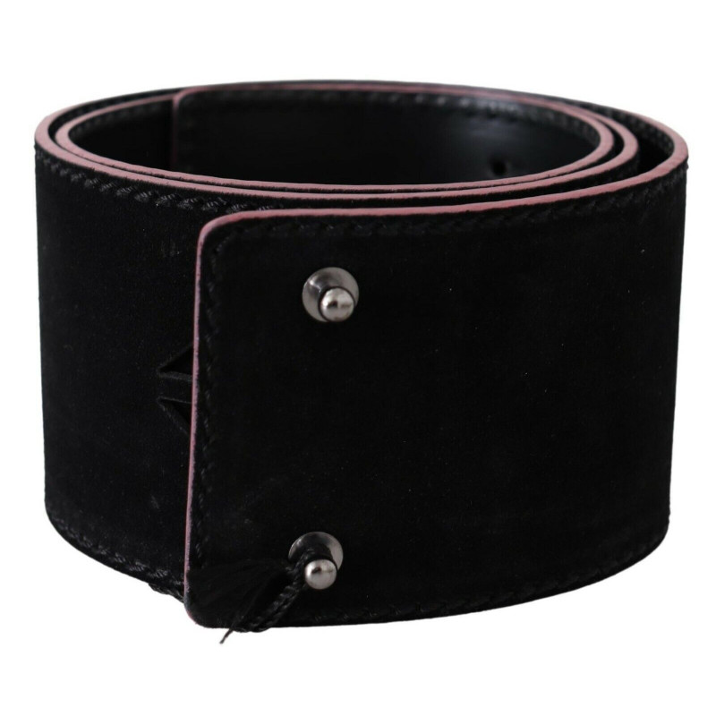 Cintura da donna borchie vita larga pelle nera - 85 CM / 34 INCHES