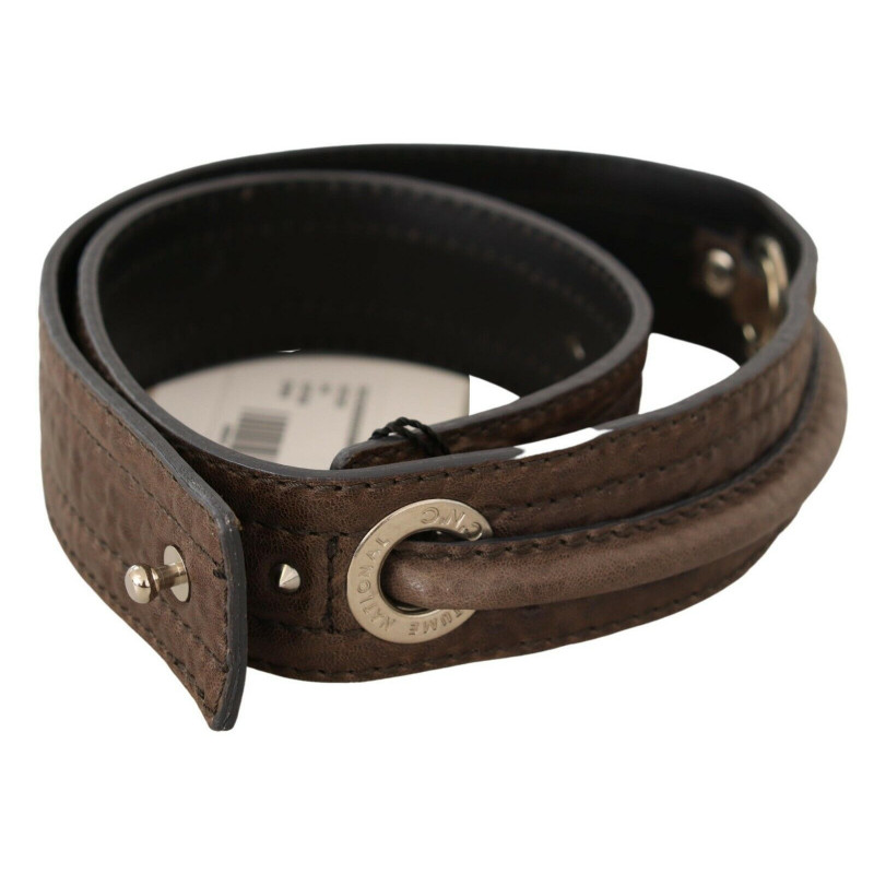 Cintura di fissaggio in argento in pelle marrone - 80 CM / 32 INCHES
