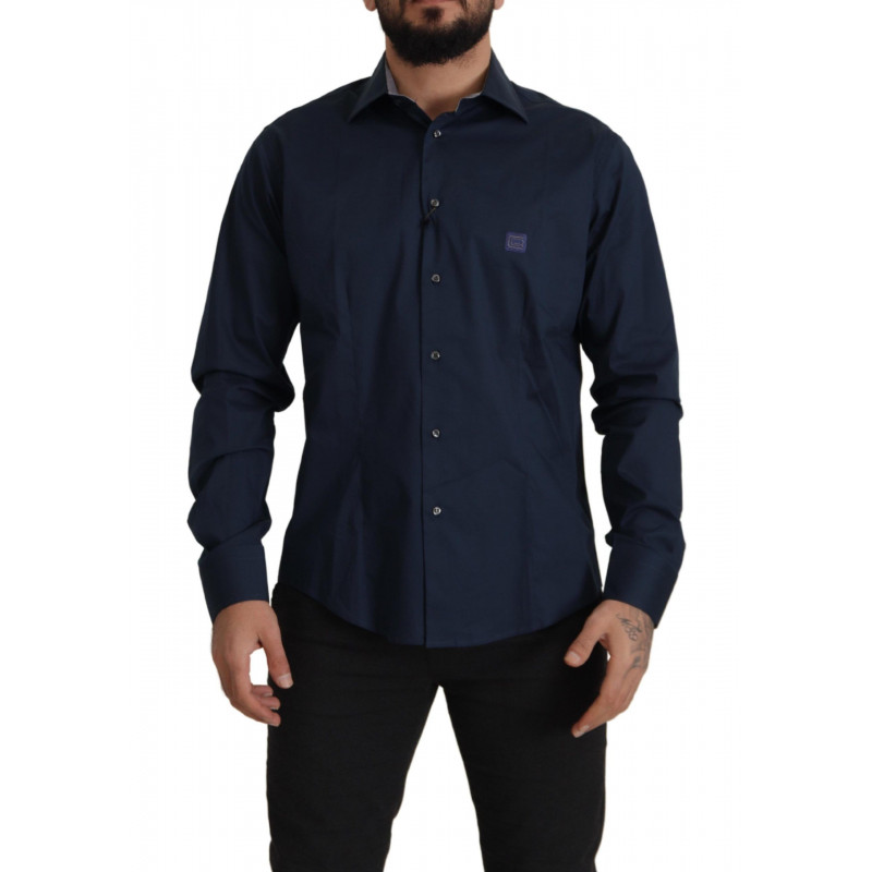 Camicia formale in cotone blu navy - IT43 - XL