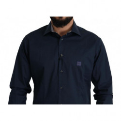 Camicia formale in cotone blu navy - IT43 - XL