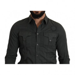 Camicia casual abbottonata da uomo in cotone grigio - IT48 - M