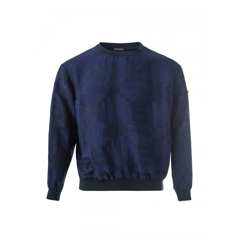 Felpa girocollo in blu con dettaglio zip - IT50 - L