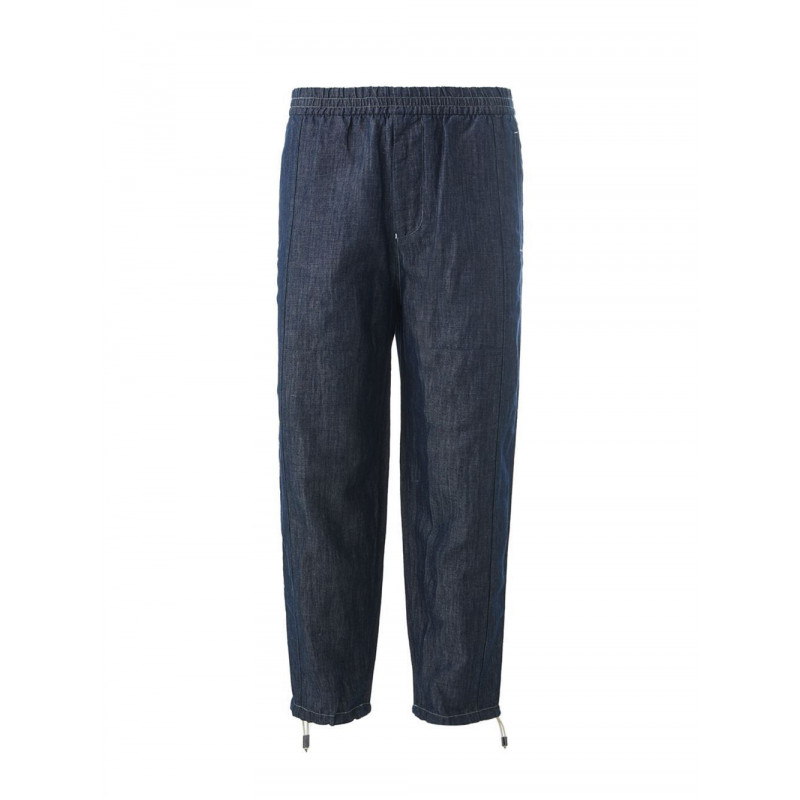 Pantaloni Blu con Fascia Elastica in Vita - 48 - M