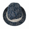 Cappello Fedora con stampa fiocco in cotone bianco blu - 60 CM-XL