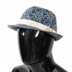 Cappello Fedora con stampa fiocco in cotone bianco blu - 60 CM-XL
