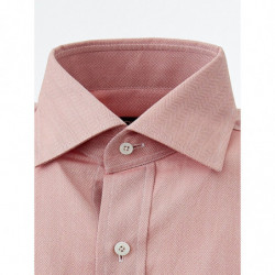 Camicia rosa dalla vestibilità regolare con orlo a contrasto - 39