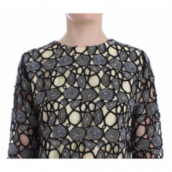 Abito tubino color crema nero. Mini abito a trapezio - L