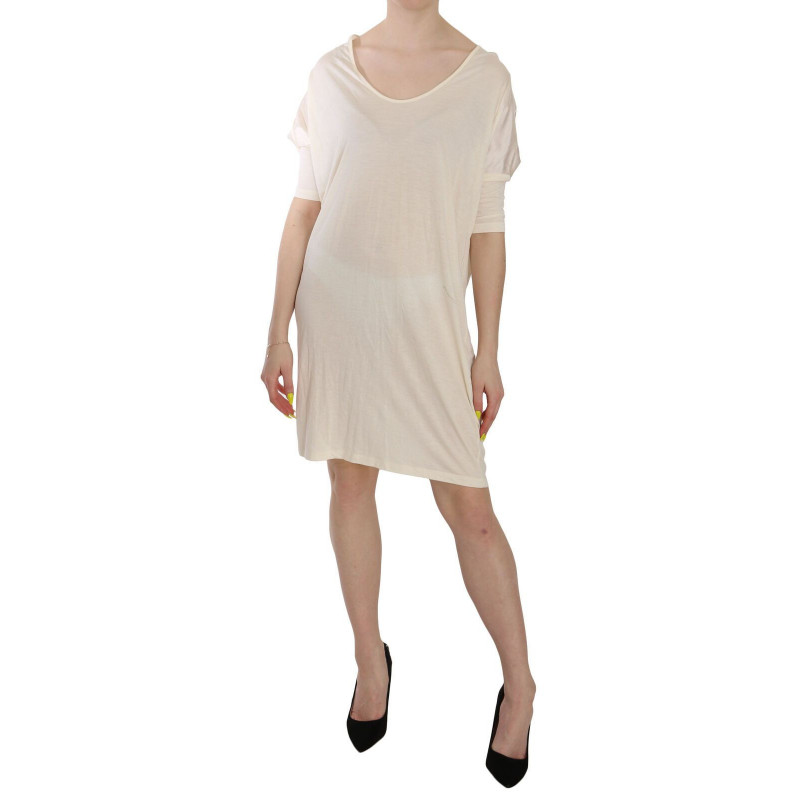 Abito color crema con scollo tondo al ginocchio - IT44-L