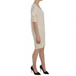 Abito color crema con scollo tondo al ginocchio - IT44-L