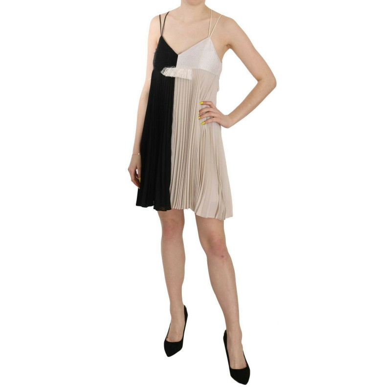 Abito da principessa trapezio maniche mini bianco nero - IT42-M