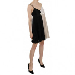 Abito da principessa trapezio maniche mini bianco nero - IT42-M