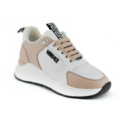 Sneakers in pelle di vitello rosa chiaro e bianca - EU40/US10